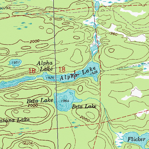 Topographic Map of Alpha Lake, MN