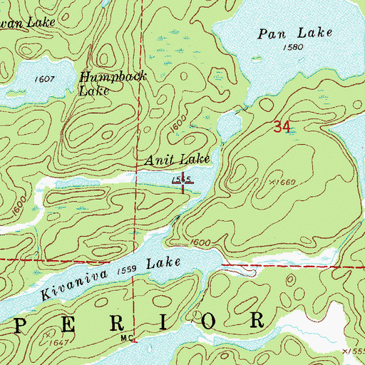 Topographic Map of Anit Lake, MN