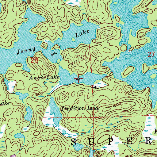Topographic Map of Annie Lake, MN