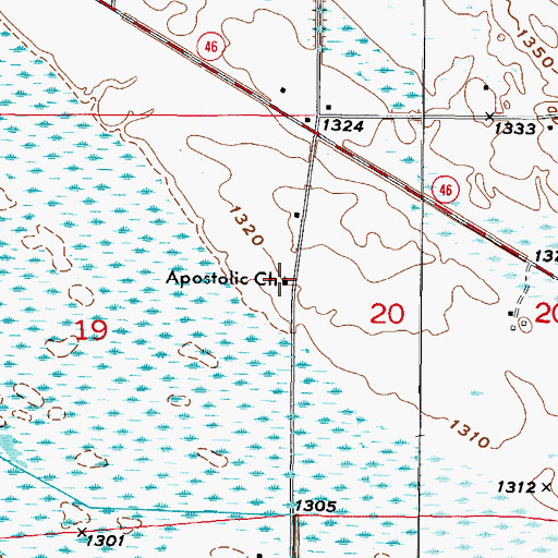 Topographic Map of Apostolic Church, MN