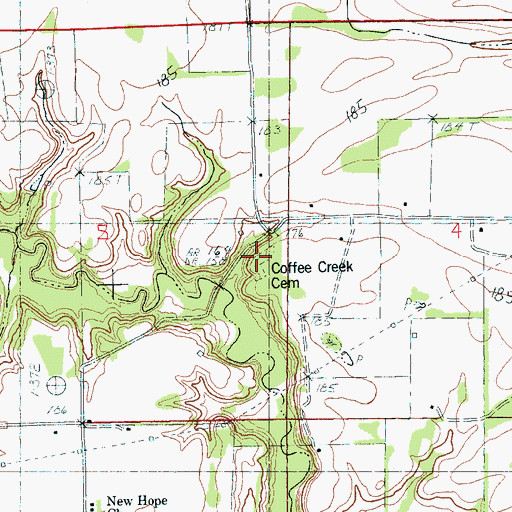 Topographic Map of Coffee Creek Cemetery, AR