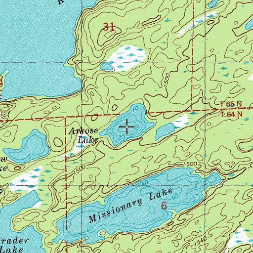 Topographic Map of Arkose Lake, MN