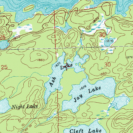 Topographic Map of Ash Lake, MN
