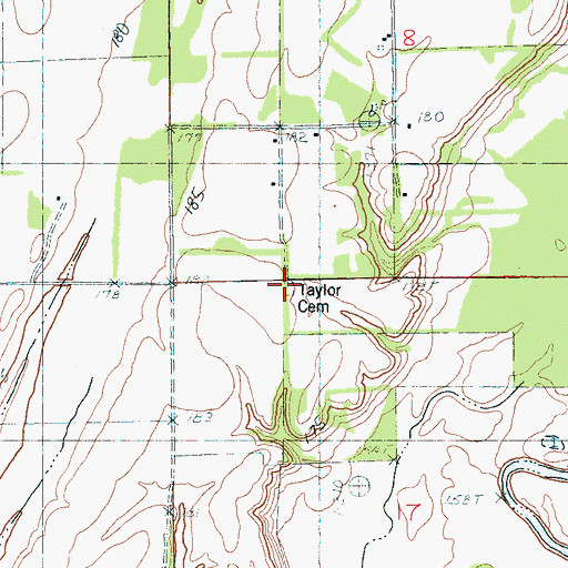 Topographic Map of Taylor Cemetery, AR