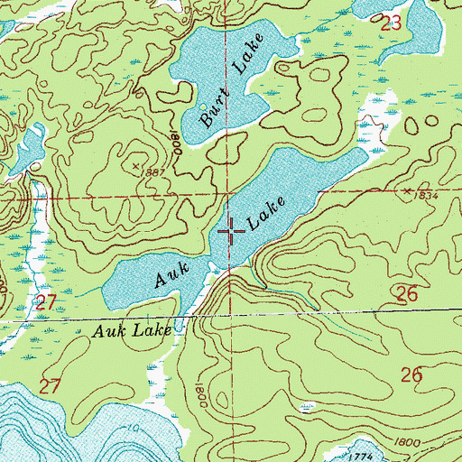 Topographic Map of Auk Lake, MN
