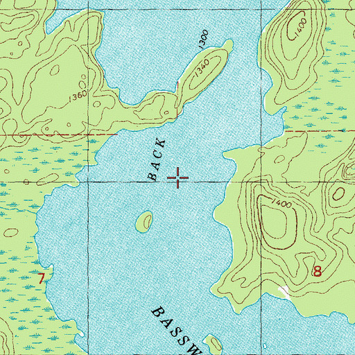 Topographic Map of Back Bay, MN