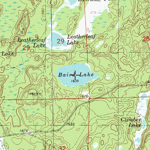 Topographic Map of Baird Lake, MN