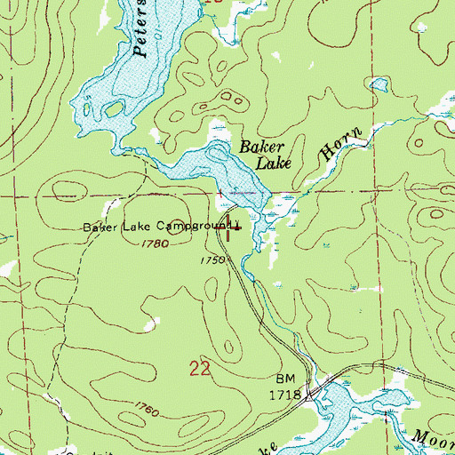 Topographic Map of Baker Lake Campground, MN