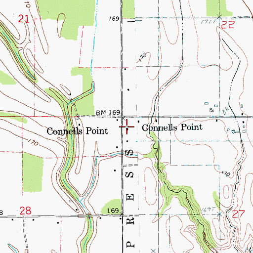 Topographic Map of Connells Point Church, AR