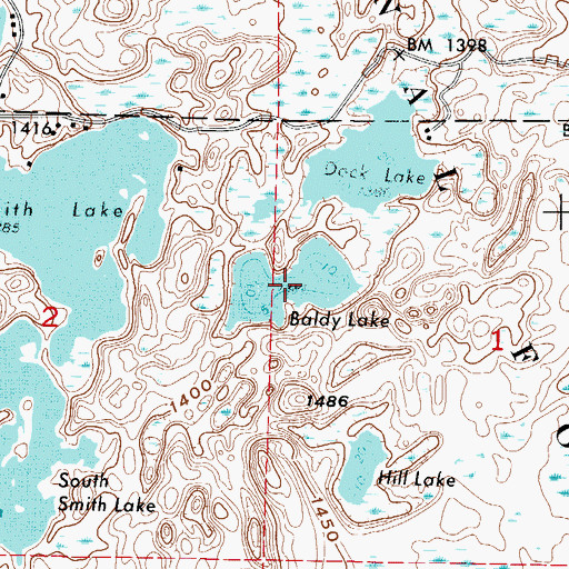 Topographic Map of Baldy Lake, MN