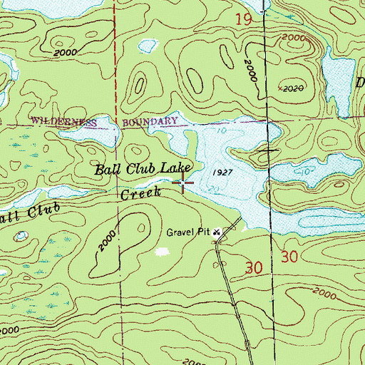 Topographic Map of Ball Club Creek, MN