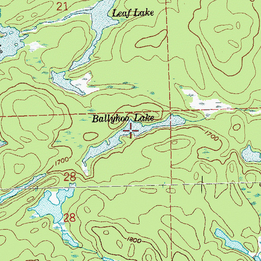 Topographic Map of Ballyhoo Lake, MN