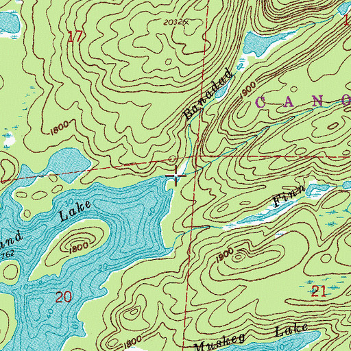 Topographic Map of Banadad Creek, MN