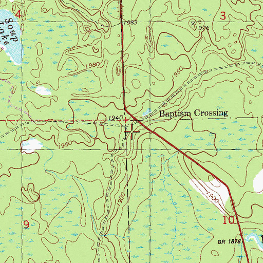 Topographic Map of Baptism Crossing, MN