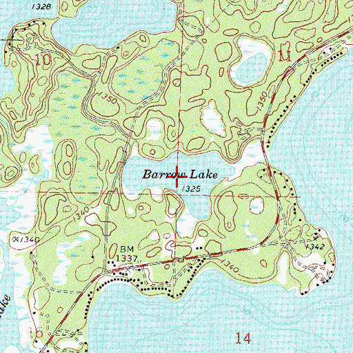 Topographic Map of Barrow Lake, MN
