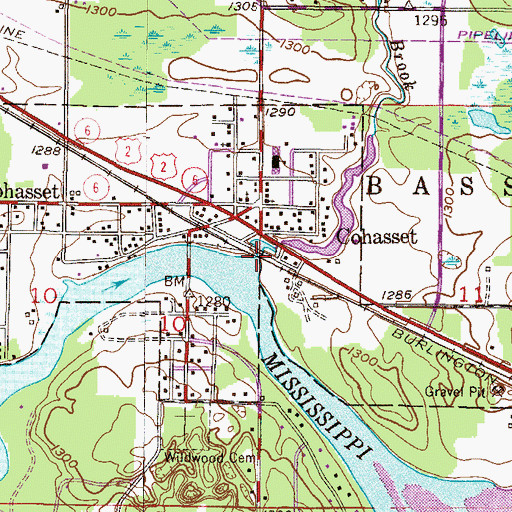 Topographic Map of Bass Brook, MN