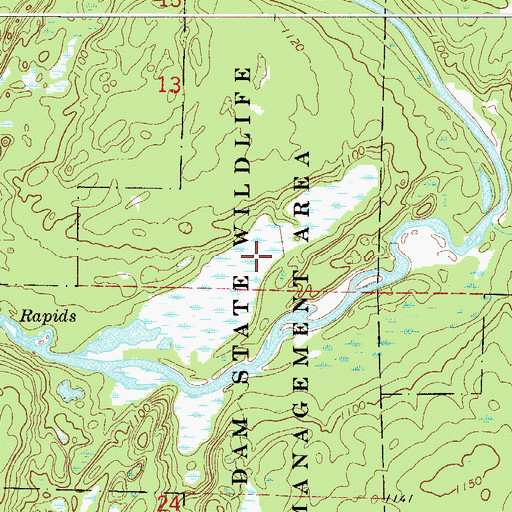 Topographic Map of Bean Dam State Wildlife Management Area, MN