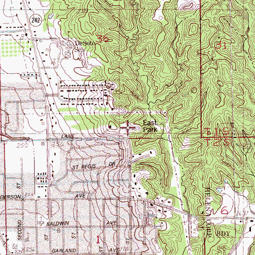 Topographic Map of East Park, AR