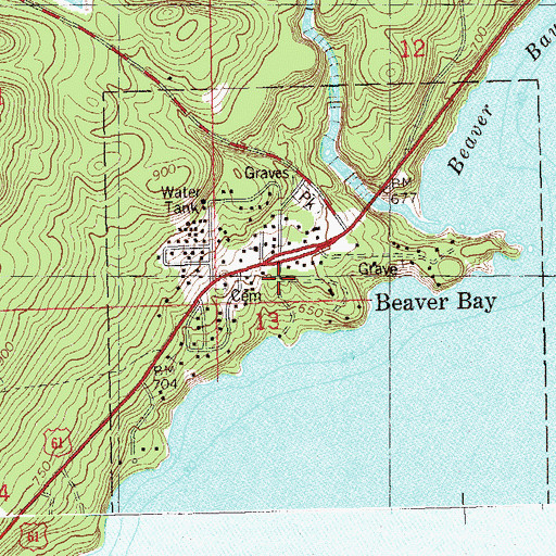 Topographic Map of Beaver Bay, MN