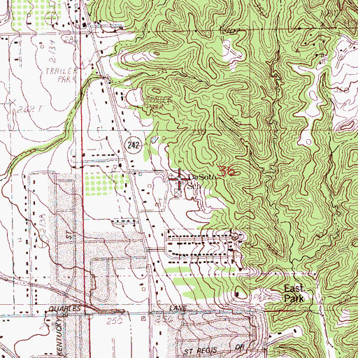 Topographic Map of DeSoto High School, AR