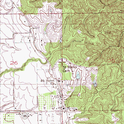 Topographic Map of Saint Marks Cemetery, AR