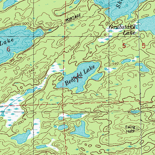 Topographic Map of Bedford Lake, MN