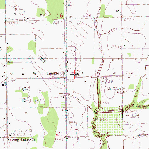 Topographic Map of Watson Temple Church, AR