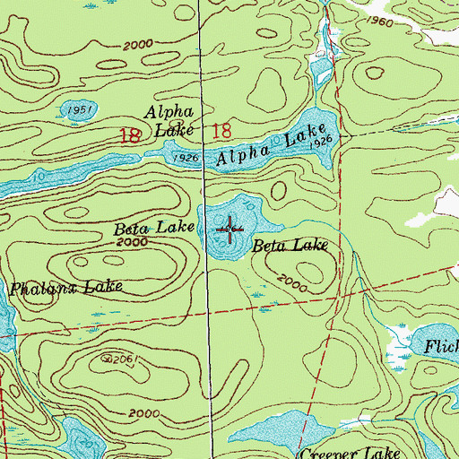 Topographic Map of Beta Lake, MN
