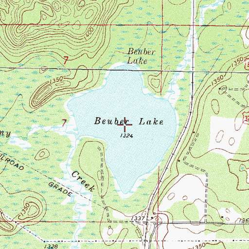 Topographic Map of Beuber Lake, MN