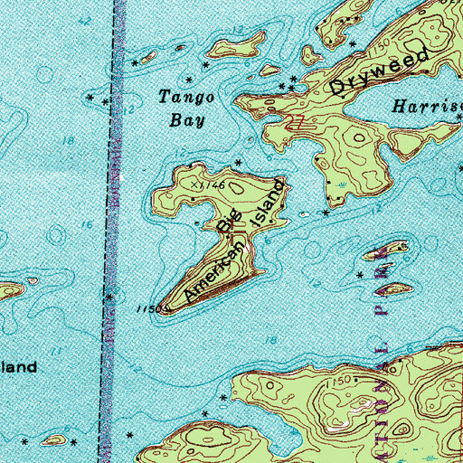 Topographic Map of Big American Island, MN