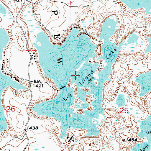Topographic Map of Big Island Lake, MN