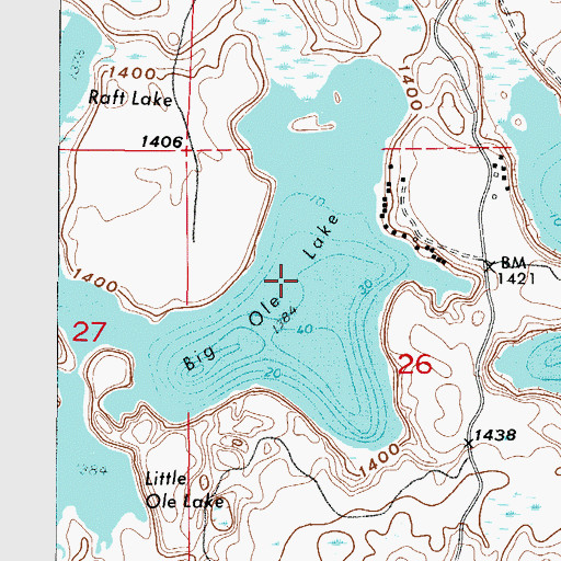 Topographic Map of Big Ole Lake, MN