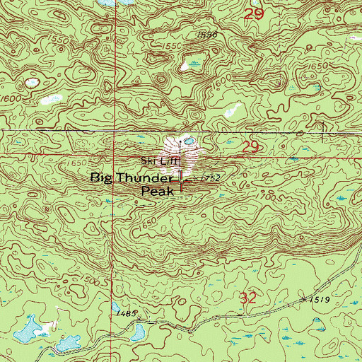 Topographic Map of Big Thunder Peak, MN