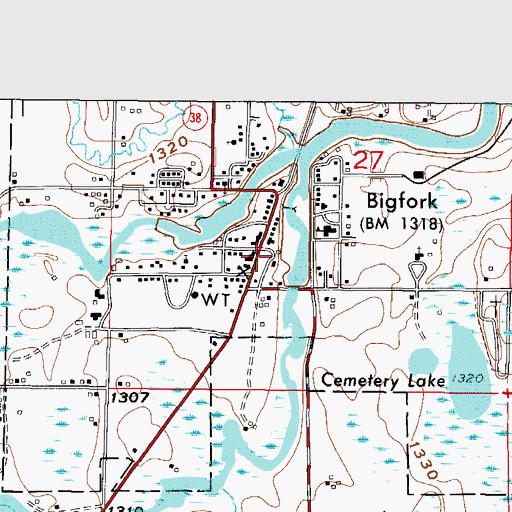 Topographic Map of Bigfork, MN