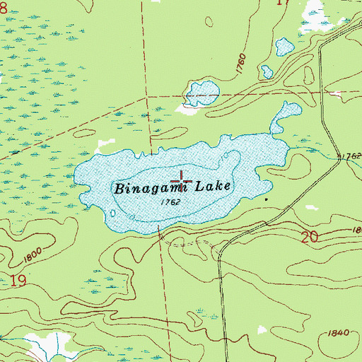 Topographic Map of Binagami Lake, MN