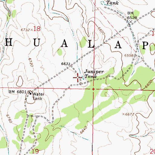 Topographic Map of Juniper Tank, AZ