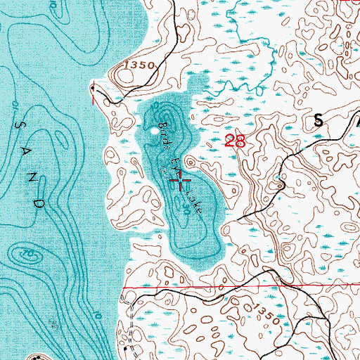 Topographic Map of Birds Eye Lake, MN