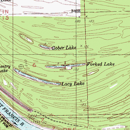 Topographic Map of Forked Lake, AR
