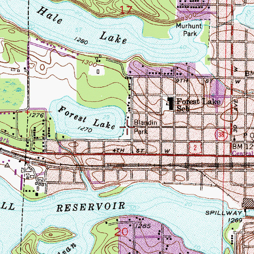 Topographic Map of Blandin Park, MN