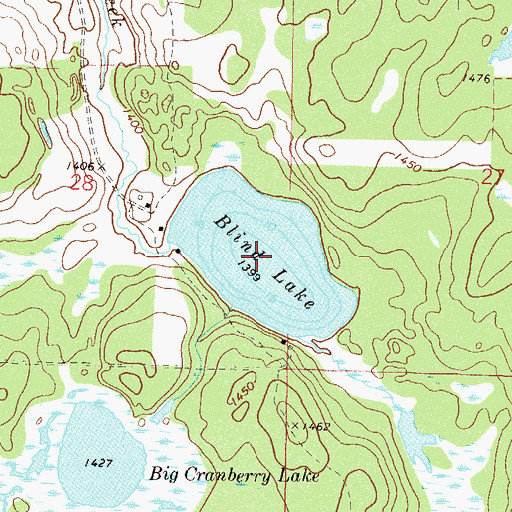 Topographic Map of Blind Lake, MN