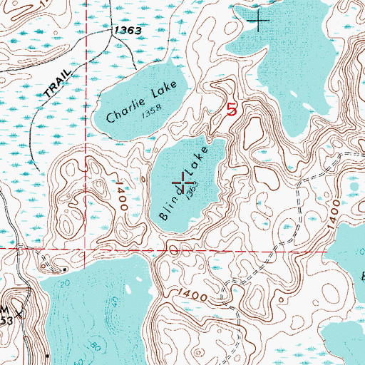 Topographic Map of Blind Lake, MN