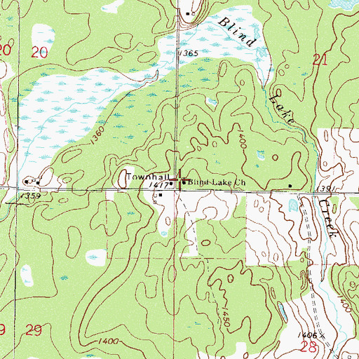 Topographic Map of Blind Lake Church, MN