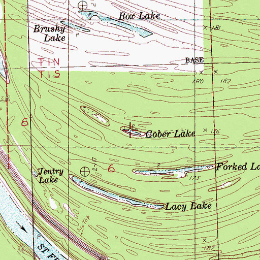 Topographic Map of Cober Lake, AR