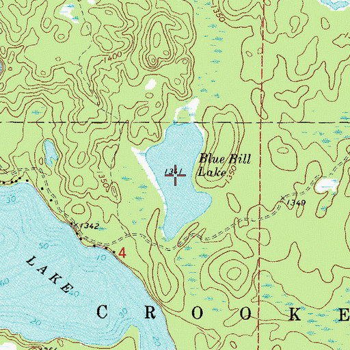 Topographic Map of Blue Bill Lake, MN