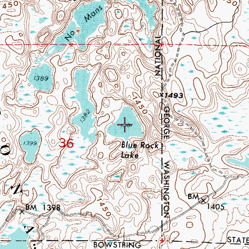 Topographic Map of Blue Rock Lake, MN