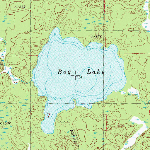 Topographic Map of Bog Lake, MN