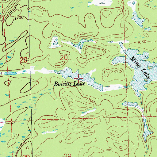 Topographic Map of Bonita Lake, MN