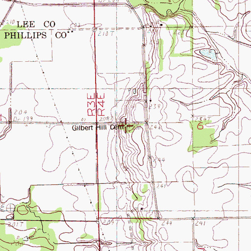 Topographic Map of Gilbert Hill Cemetery, AR