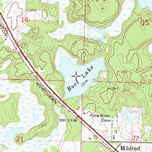 Topographic Map of Boot Lake, MN