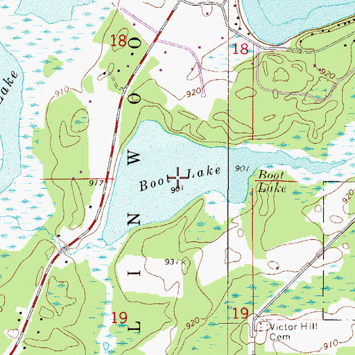 Topographic Map of Boot Lake, MN